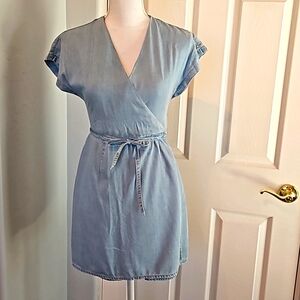 ASOS lightweight denim wrap dress - size 4